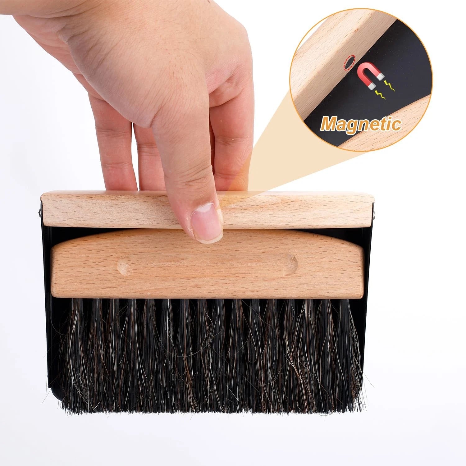 Desktop Broom and Dustpan Set, Mini Dustpan and Brush Set Wooden Handheld Bro...