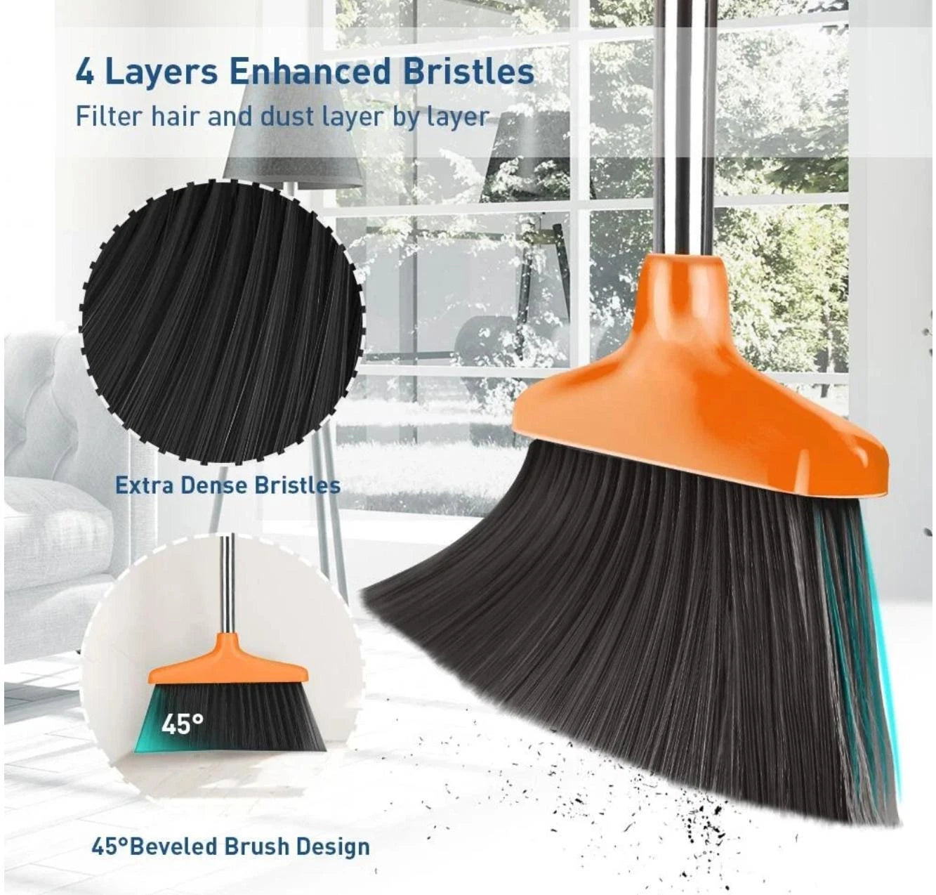New Ergonomic Broom and Dustpan Set - Indoor and Pet
