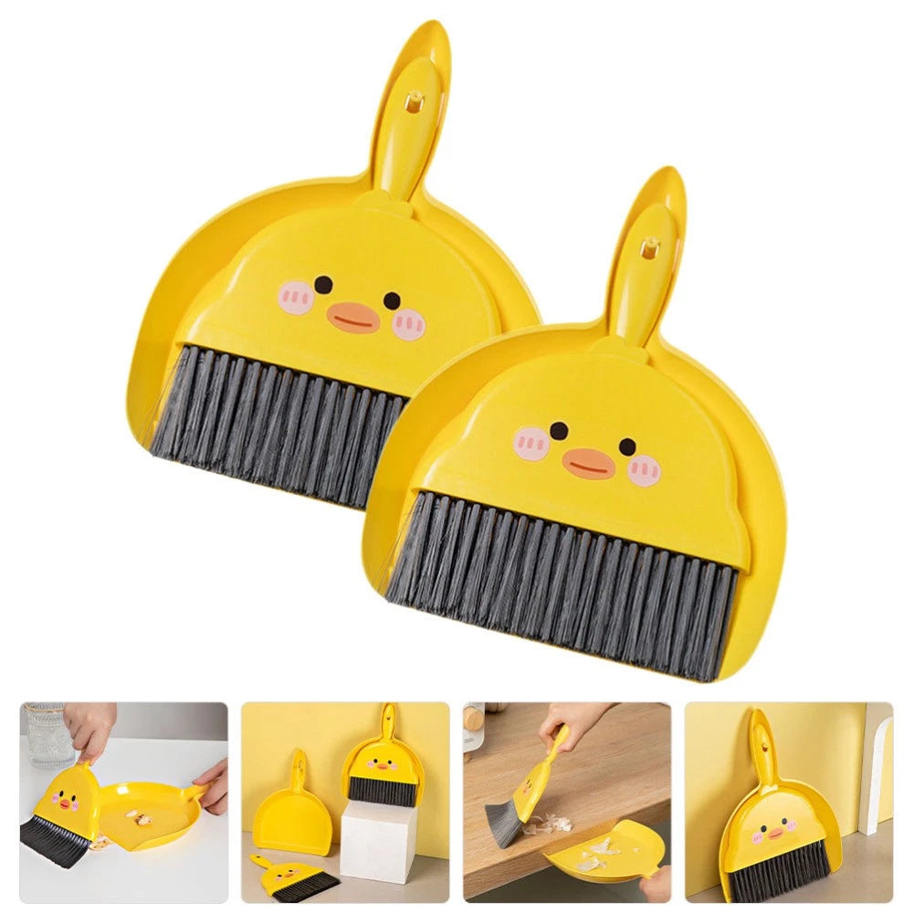 2 Sets Dustpan and Brush Small Mini Broom Pupils Desktop Table for Crumbs