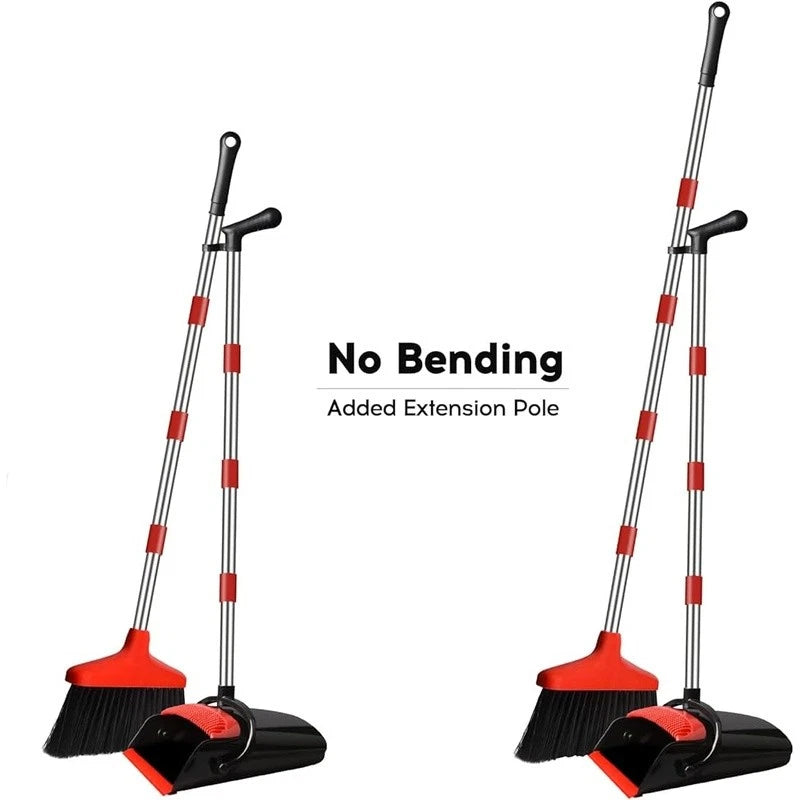 Broom Dustpan Set Upright Long Handle Combo Easy Clean Space Saving Home Office