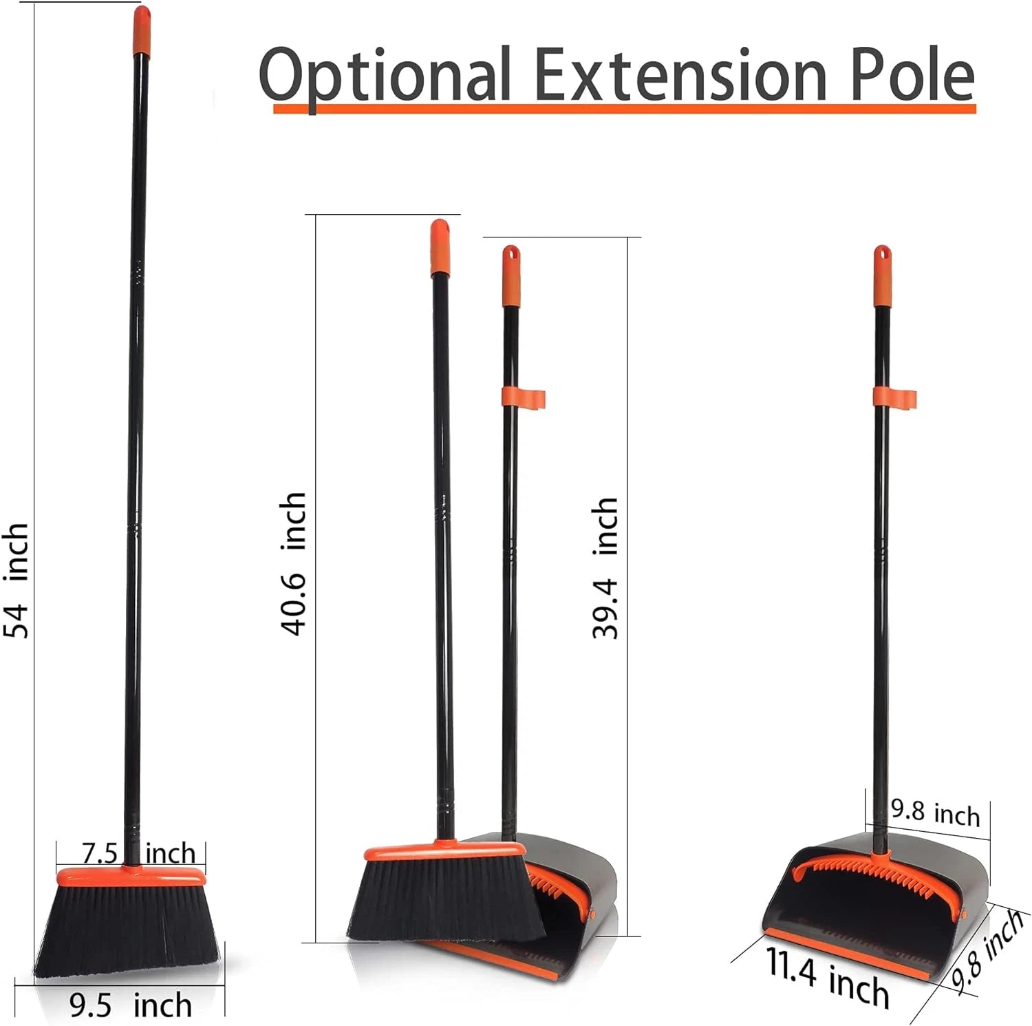 Broom and Dustpan Set for Home,  Long Handle Lightweight Indoor Broom Set Heavy