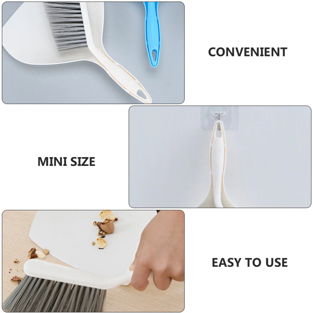 2 Sets Mini Dustpan Broom and Desktop Child Hand Household Cleaning Tools