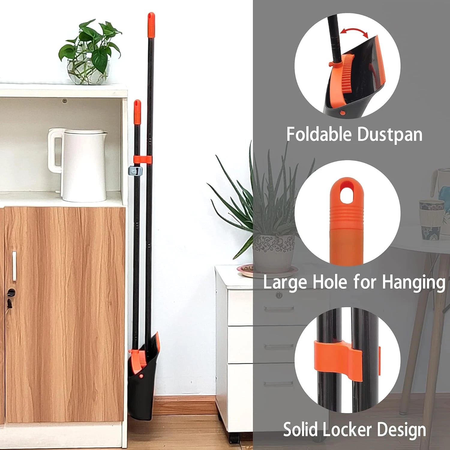 Broom and Dustpan Set for Home,  Long Handle Lightweight Indoor Broom Set Heavy