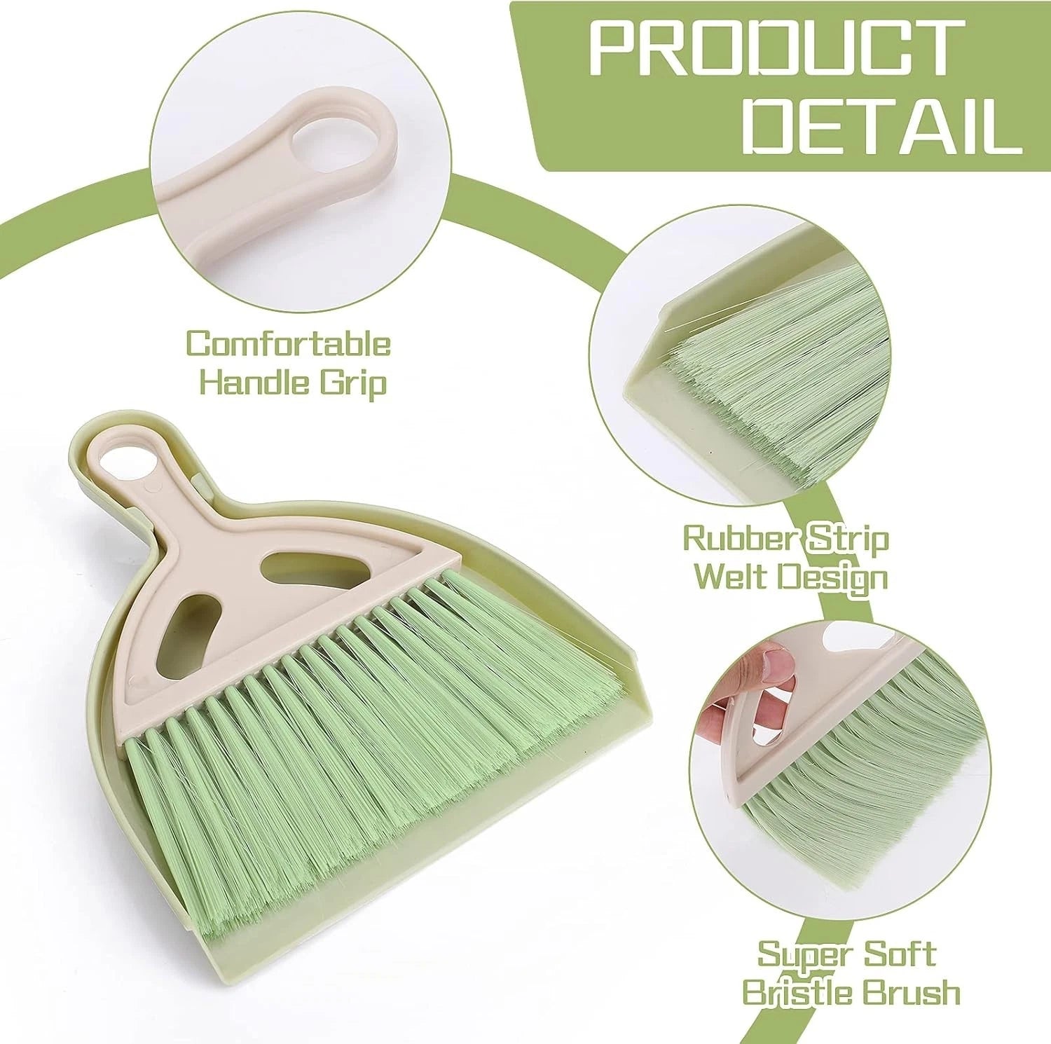 Small Broom and Dustpan Cleaning Set Mini Whisk Dustpan and Brush with Handle