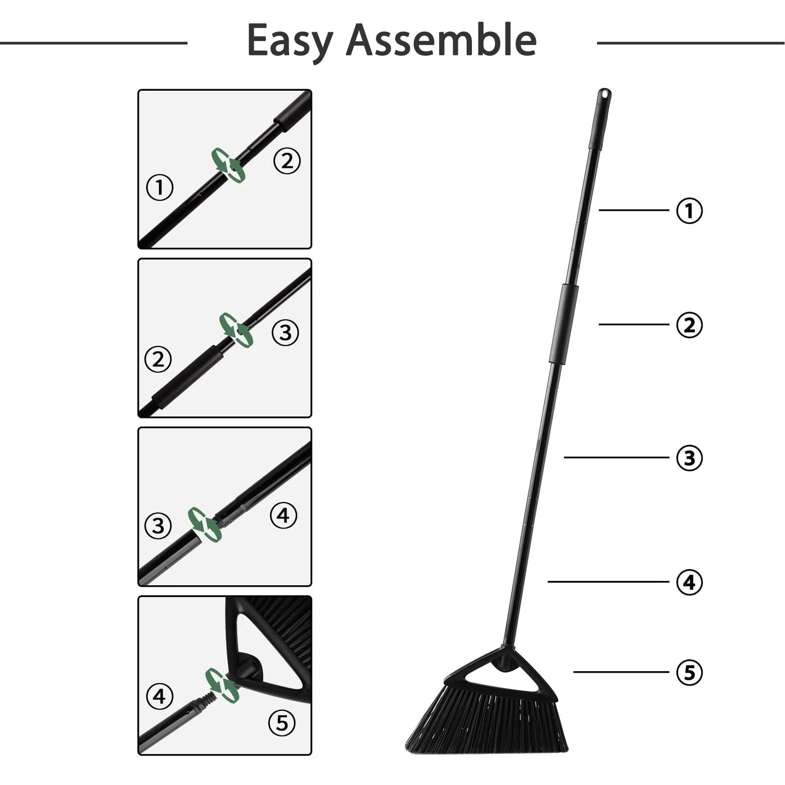 Eyliden Commercial Angle Broom and Dustpan Combo with Long Handle Lobby Dust ...