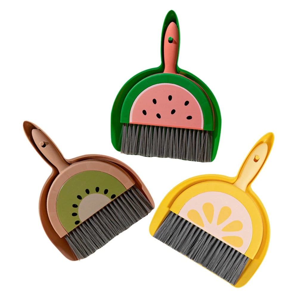 3 Sets Fruit Mini Broom Child Cleaning Tools for Housekeeping Dustpan