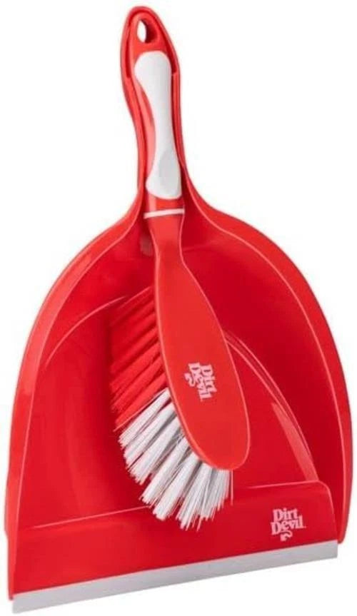 Dirt Devil Home Cleaning Brushes Set of 6 with Broom Dustpan & Handbrushes Red