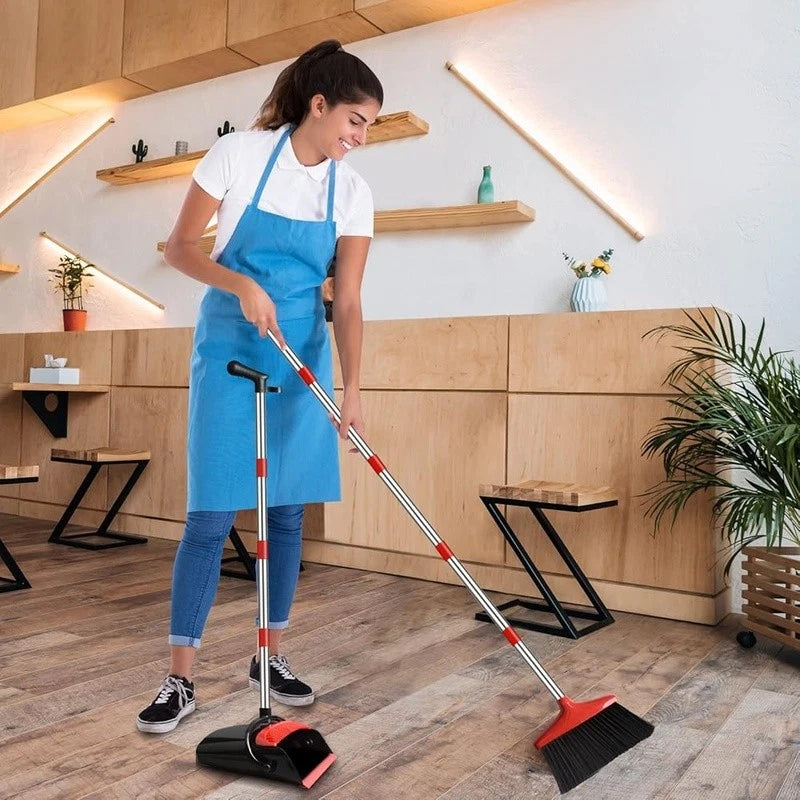 Broom Dustpan Set Upright Long Handle Combo Easy Clean Space Saving Home Office
