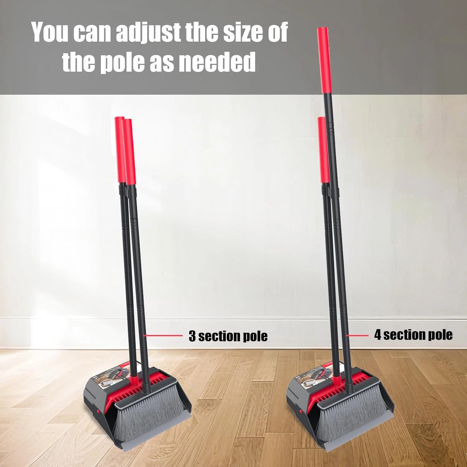 Broom with Dustpan Combo Set, Dust Pans with Long Handle, Brooms with Dustpan, D