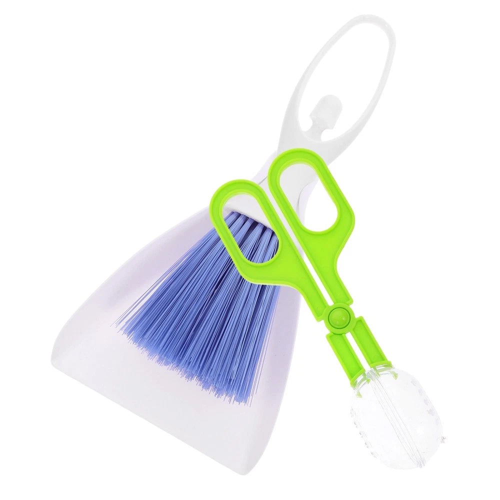 3 PCS Pet Cleaning Tools Small Dustpan Brush Sets Broom Hand Whisk Hamster