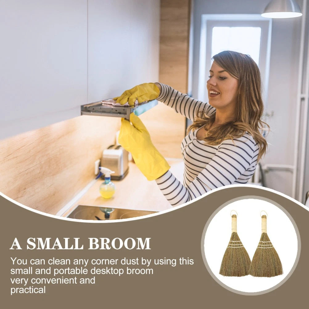 2 Pcs Desktop Duster Broom Set Cleaning Office Baby Small Dustpan