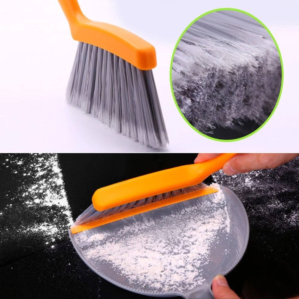 2 Count Mini Broom Set Desktop Dustpan and Small Hand Cleaning Brush