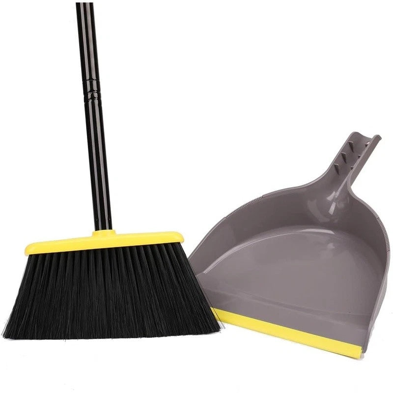 Indoor Broom Dustpan Set Sturdy Stainless Steel Handle Compact Storage Cleaning