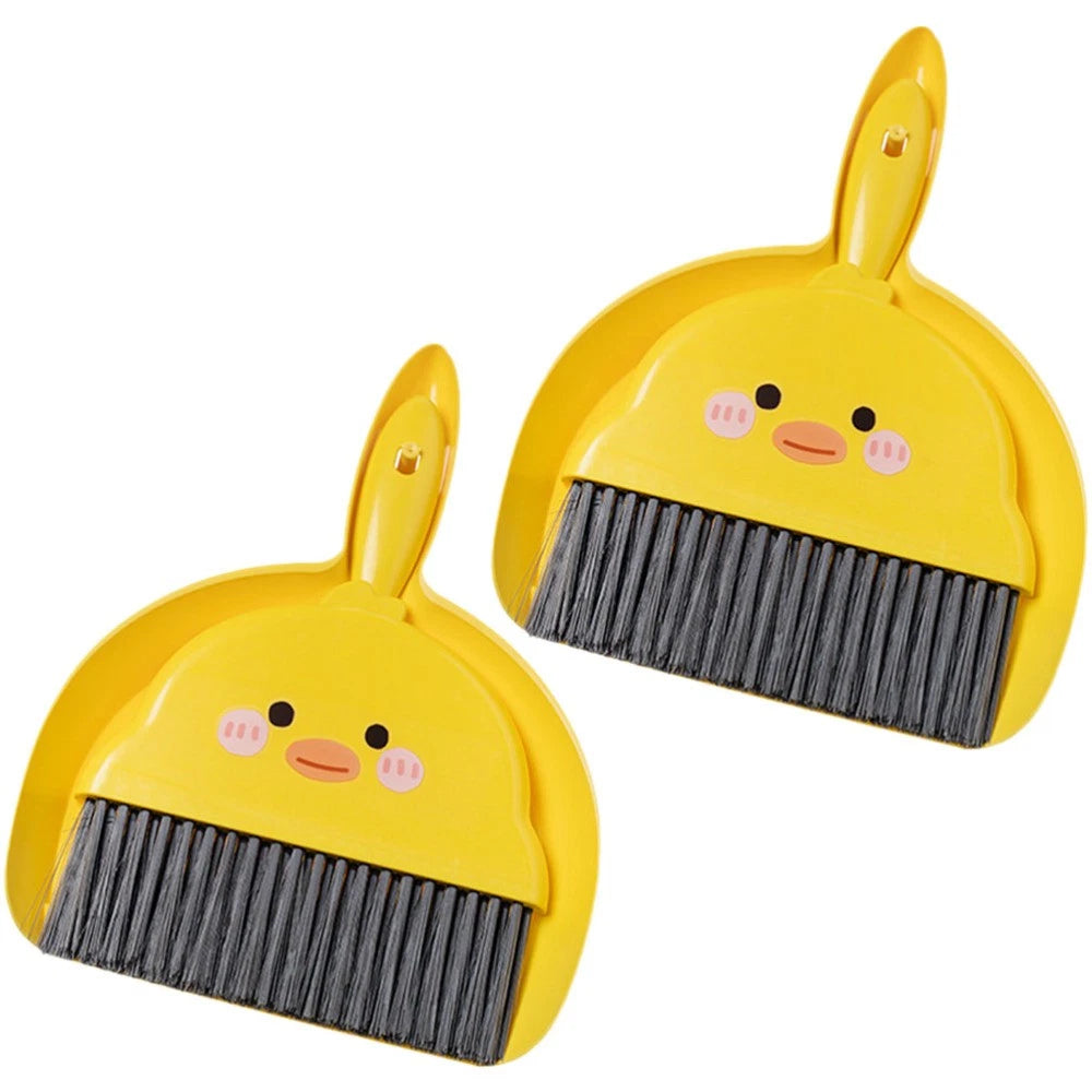 2 Sets Dustpan and Brush Mini Broom Pupils Child Kids Sweeping Toy Small