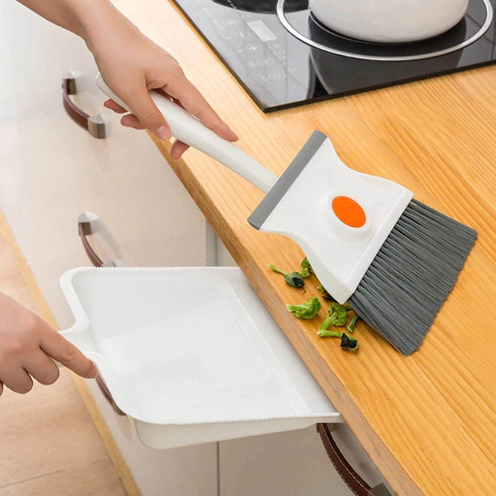Broom Dustpan Set Child Toddler Desk and Table Cleaning Kit Brushes