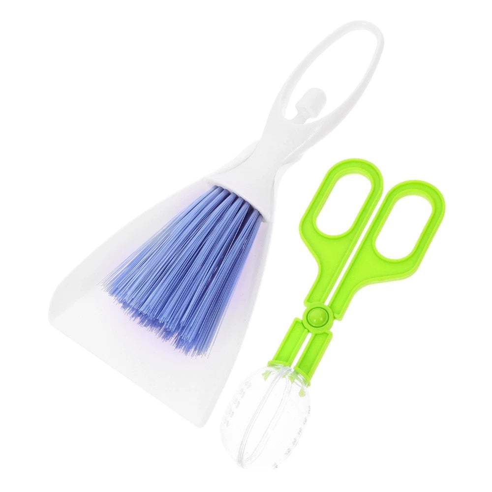 3 PCS Pet Cleaning Tools Small Dustpan Brush Sets Broom Hand Whisk Hamster