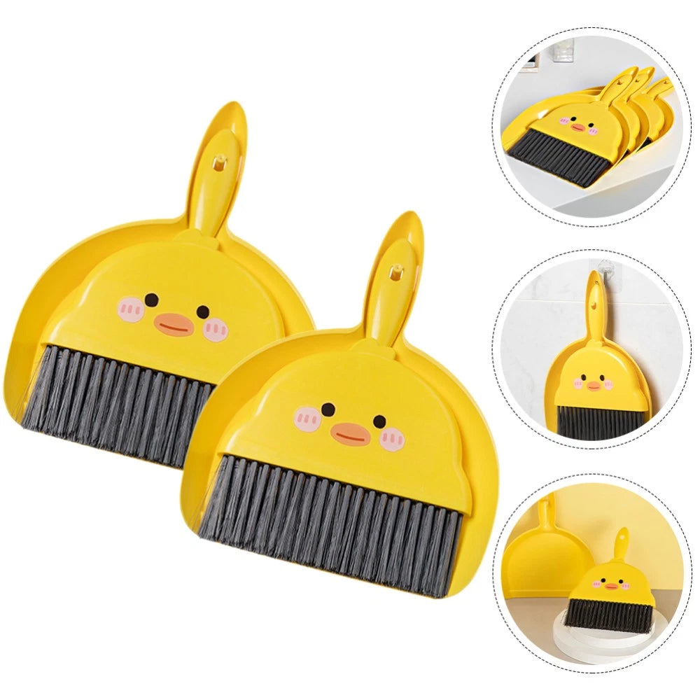 2 Sets Dustpan and Brush Small Mini Broom Pupils Desktop Table for Crumbs