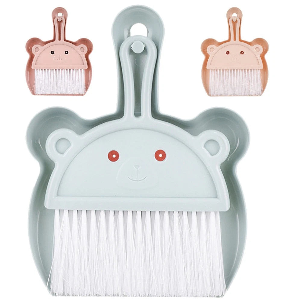 3 Sets Cartoon Broom Dustpan Table Top Mini Broom Household Dustpan-