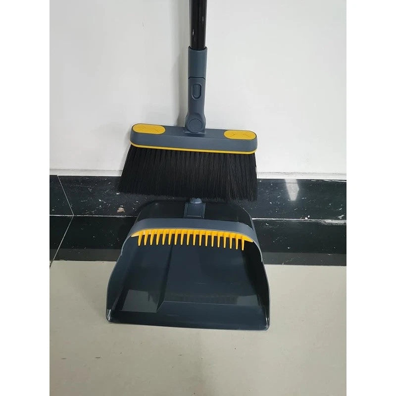 Broom Dustpan Set Long Handle 54 Inch 180 Degree Rotating Cleaning Tool Dust Pan