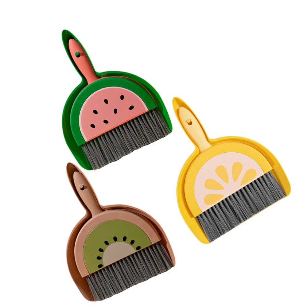 3 Sets Fruit Mini Broom Child Cleaning Tools for Housekeeping Dustpan