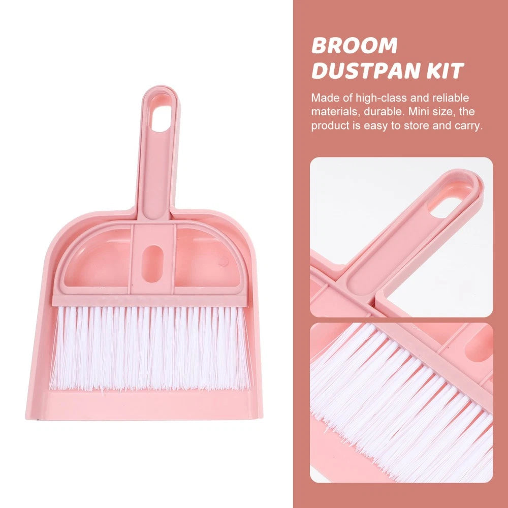 6 Sets Cleaning Artifact Broom with Dustpan Miniature Brush and Bulk