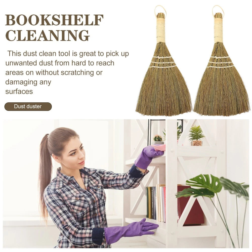 2 Pcs Desktop Duster Broom Set Cleaning Office Baby Small Dustpan