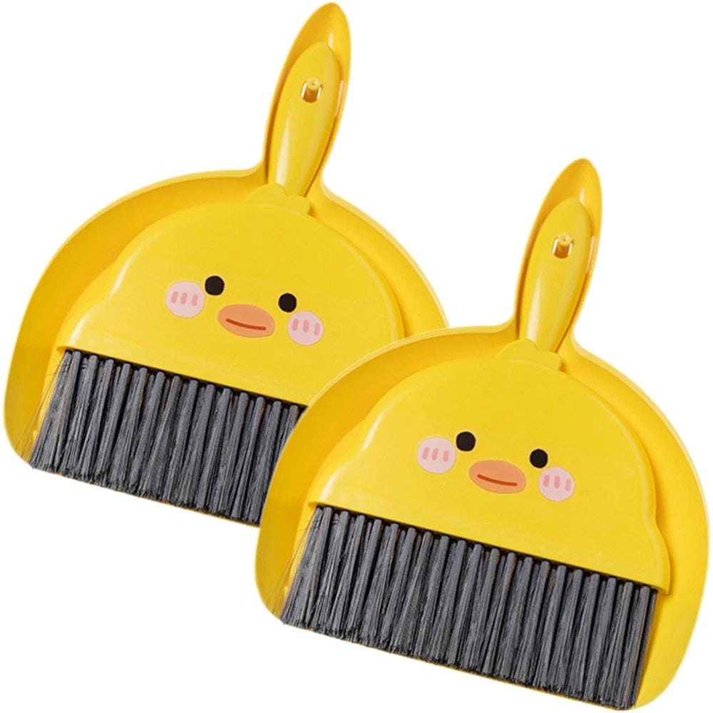 2 Sets Dustpan and Brush Mini Broom Child Sweeping Tool Desktop Cleaning