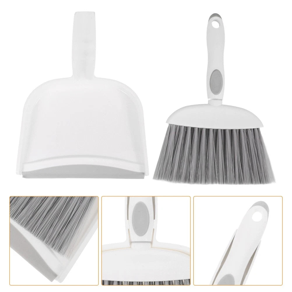 1 Set Small Broom Dustpan Kit Desktop Whisk Broom Brush And Waste Bin Tabletop