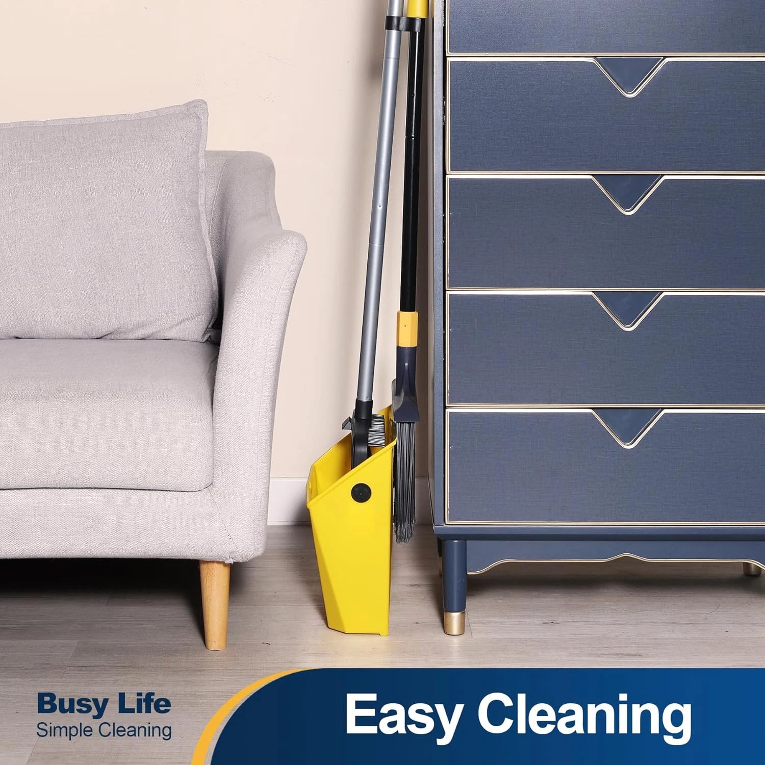 Heavy Duty Broom and Dustpan Set 2 plus 1 Set with Comb Commercial Outdoor Indoo