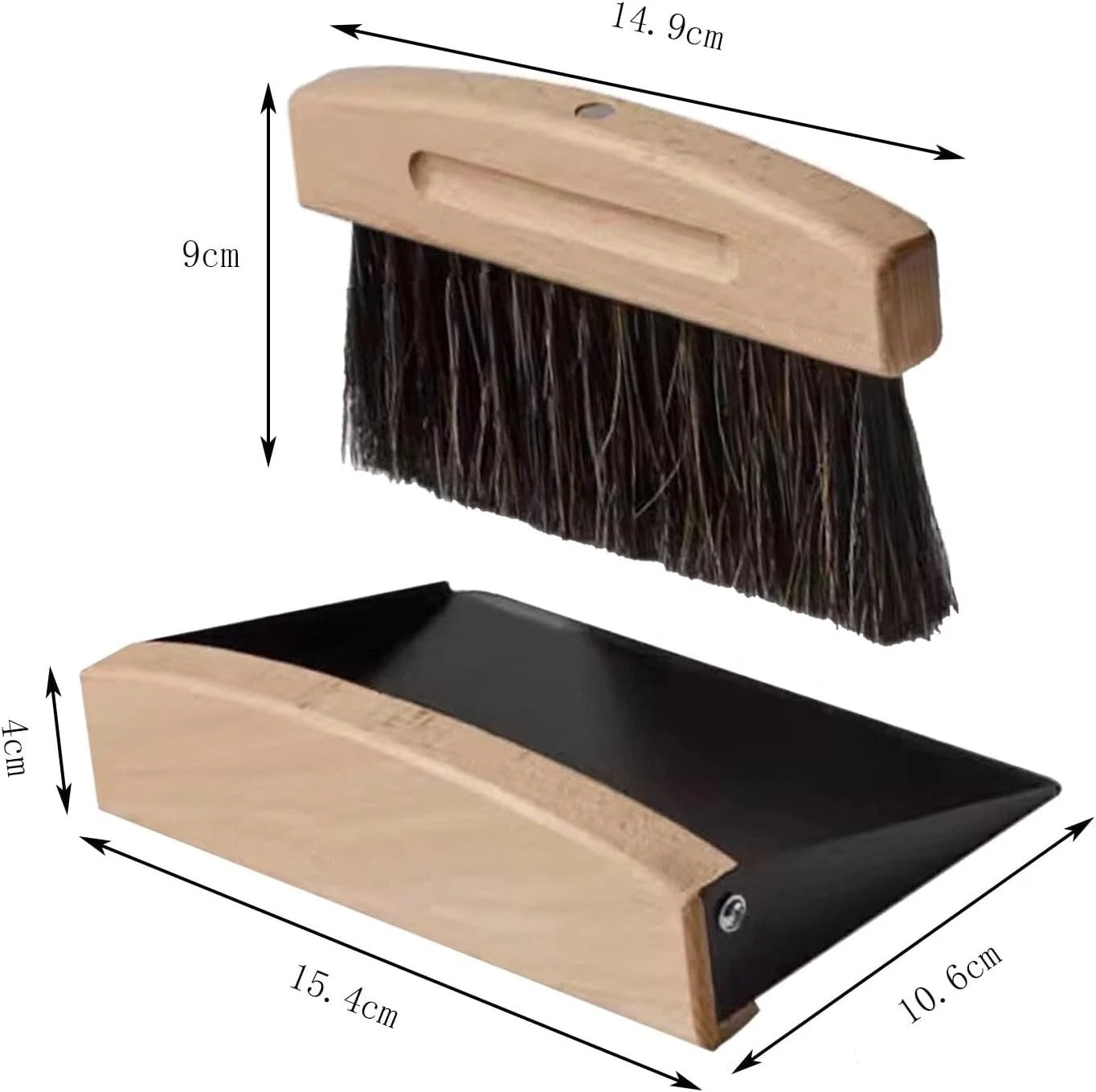 Mini Tabletop Dustpan and Brush Set with Wooden Handle – Compact Cleaning Kit