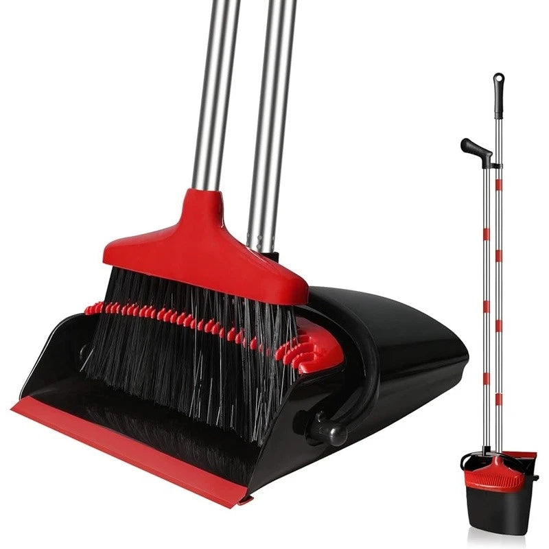 Broom Dustpan Set Upright Long Handle Combo Easy Clean Space Saving Home Office