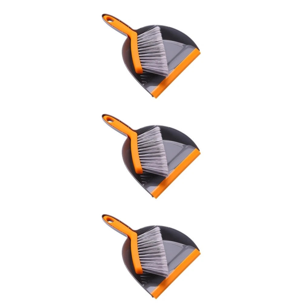 3 Count Mini Broom Set Dust Pan and Brushes Desk Handheld Dustpan