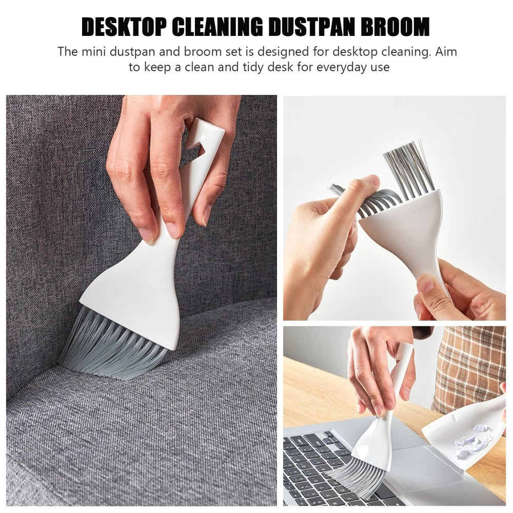 2 Sets Mini Dustpan Broom Desktop Cleaner Small Brush for Cleaning