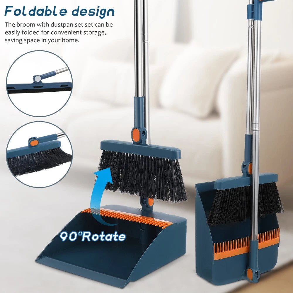 3pcs/set Long Handle Dustpan and Broom Set Dust Pan Brush Set Indoor Home Garden