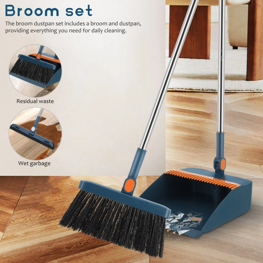 3pcs/set Long Handle Dustpan and Broom Set Dust Pan Brush Set Indoor Home Garden