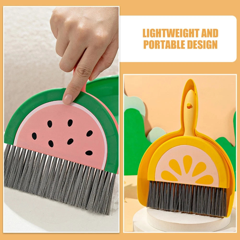 3 Sets Fruit Mini Broom Child Cleaning Tools for Housekeeping Dustpan