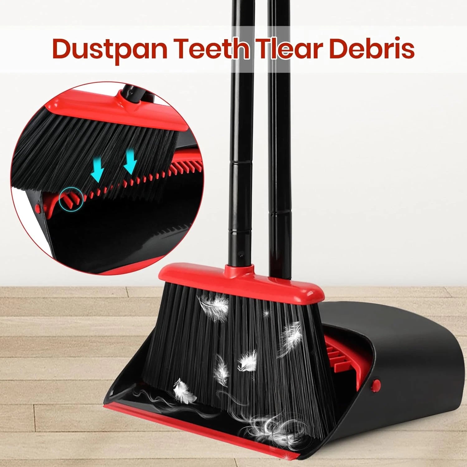 Broom and Dustpan Set with 52" Long Handle for Home Kitchen Room Office Lobby