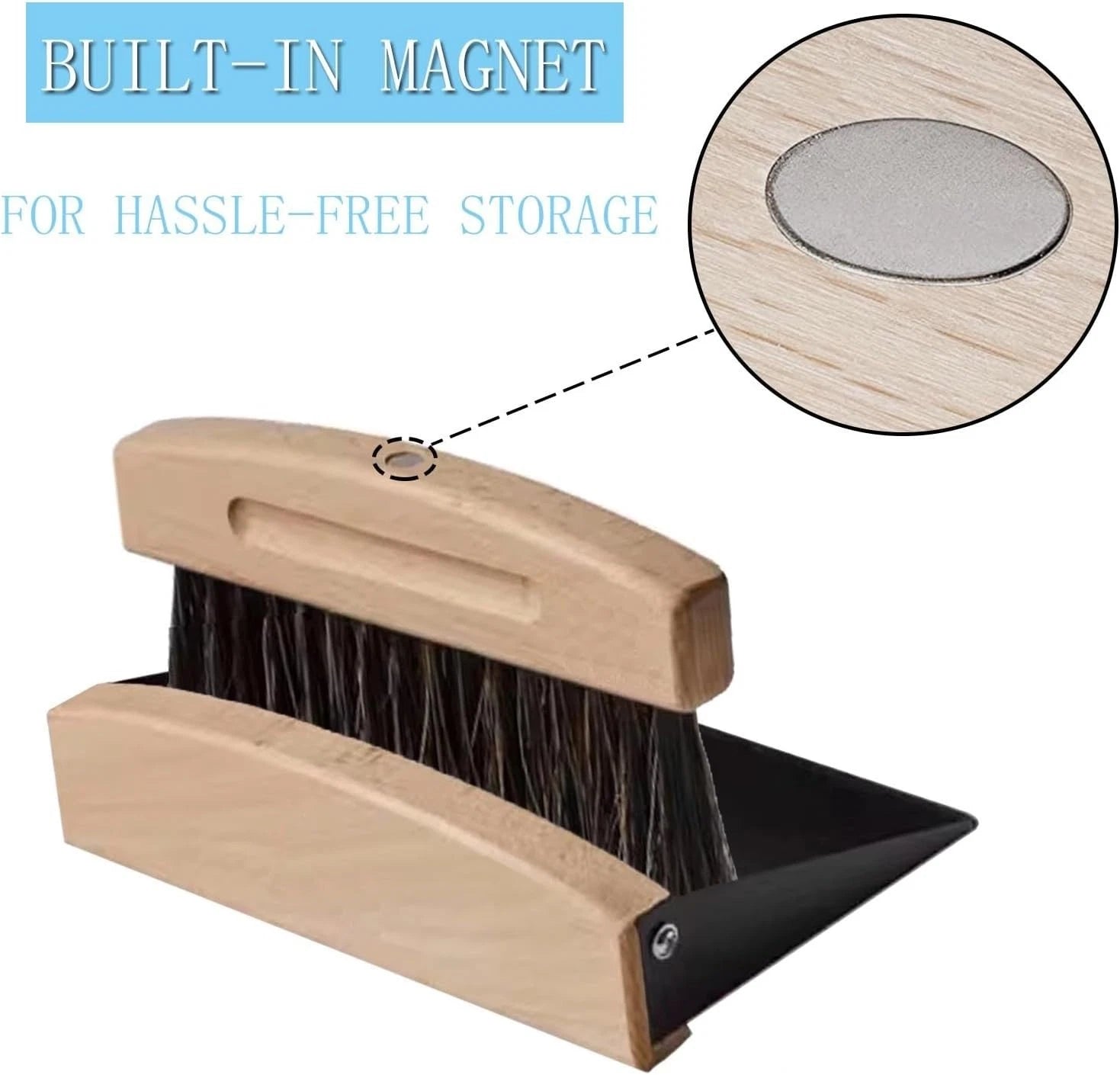 Mini Tabletop Dustpan and Brush Set with Wooden Handle – Compact Cleaning Kit