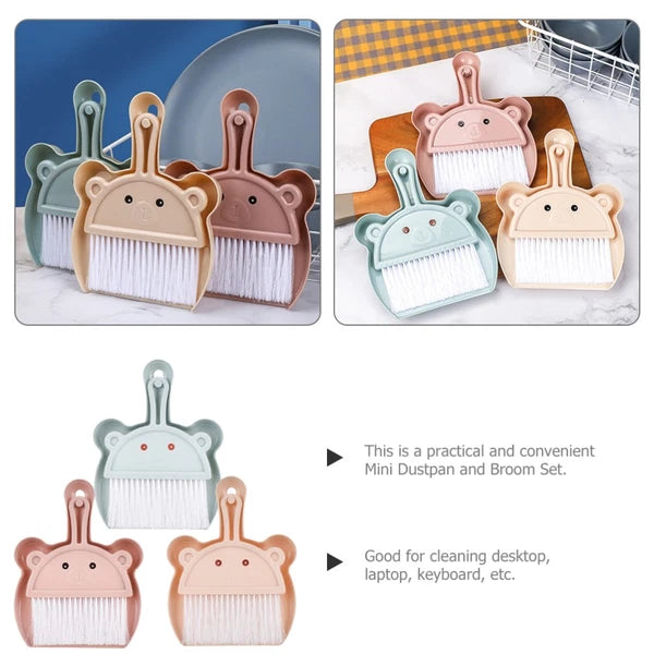 3 Sets Cartoon Broom Dustpan Mini and sweeper Small Table Brush