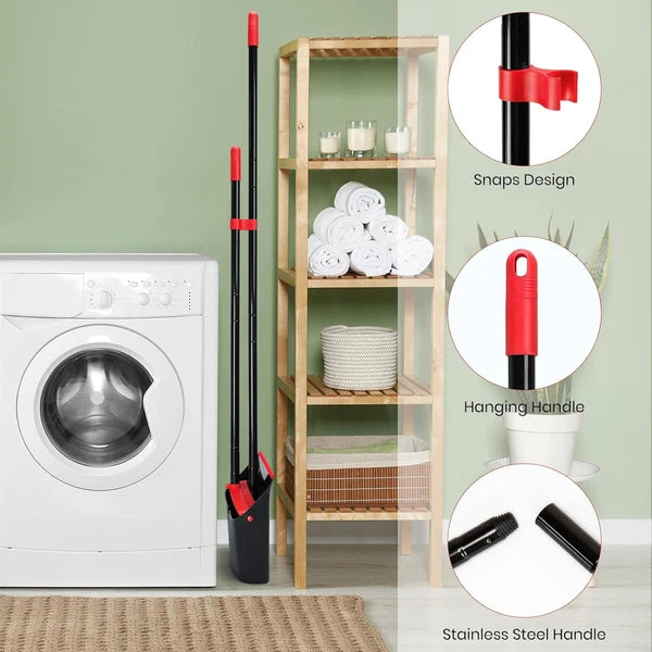 Broom and Dustpan Set with 52" Long Handle for Home Kitchen Room Office Lobby