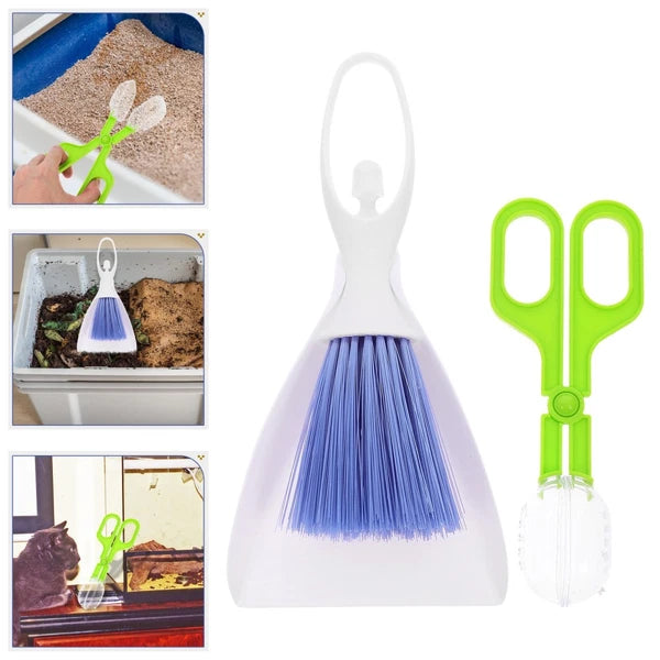 3 PCS Pet Cleaning Tools Small Dustpan Brush Sets Broom Hand Whisk Hamster