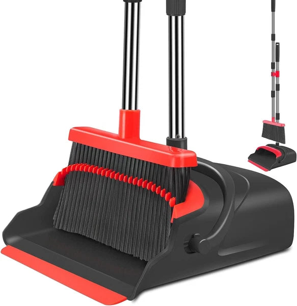 Upgraded Broom & Dustpan Teeth Set Ideal for Dog Cat Pets Home Use in Grey/Orang