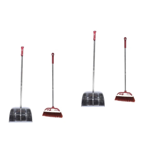 2 Sets Stainless Steel Broom Dustpan Sweeping Brush and Office Household with