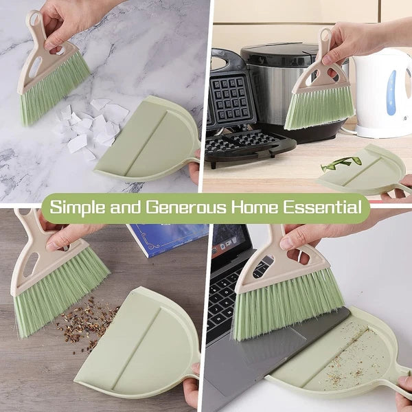 Small Broom and Dustpan Cleaning Set Mini Whisk Dustpan and Brush with Handle