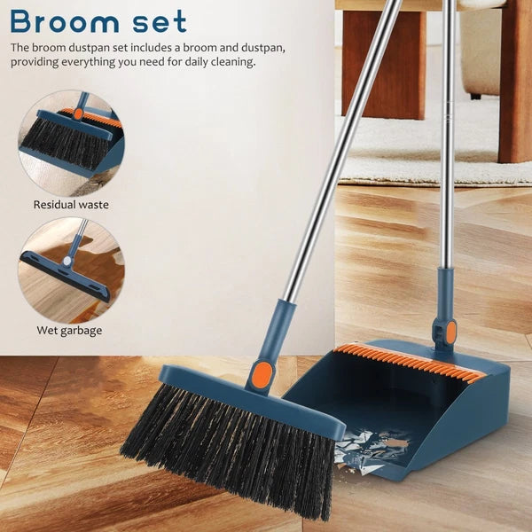 3pcs/set Long Handle Dustpan and Broom Set Dust Pan Brush Set Indoor Home Garden