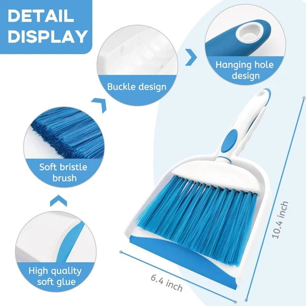 Broom Dustpan Brush Small Dust pan : Mini and Set 2pcs, Blue