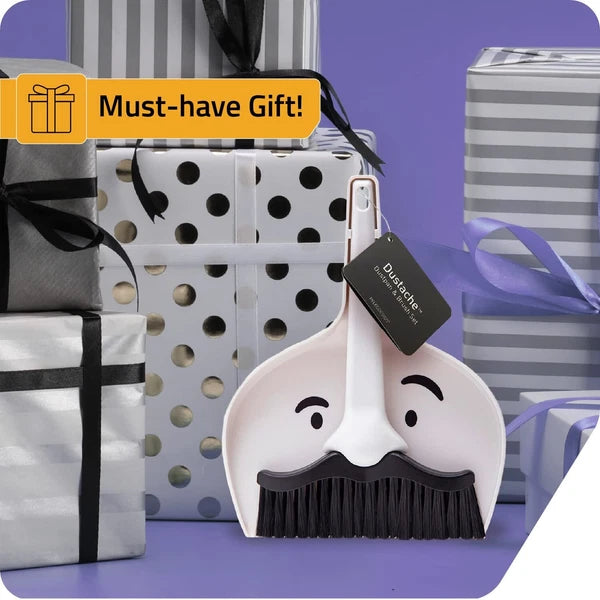 Dustache Small Dustpan and Brush Set Mini Broom and Dustpan Set Mustache Desi...