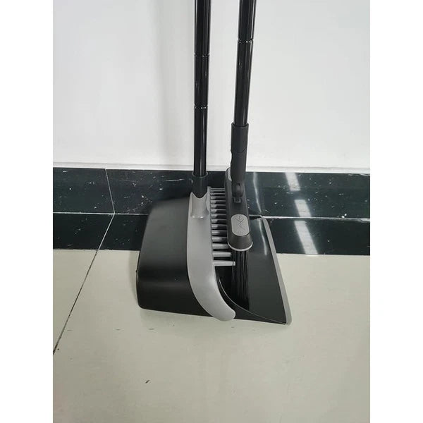 Broom & Dustpan Set 54.3in Long Handle Dust Pan W/ Comb Teeth Swivel Brush New