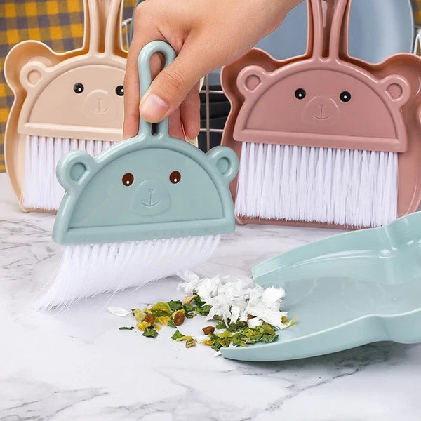 3 Sets Cartoon Broom Dustpan Table Top Mini Broom Household Dustpan-
