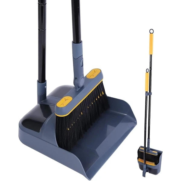 Broom Dustpan Set Long Handle 54 Inch 180 Degree Rotating Cleaning Tool Dust Pan